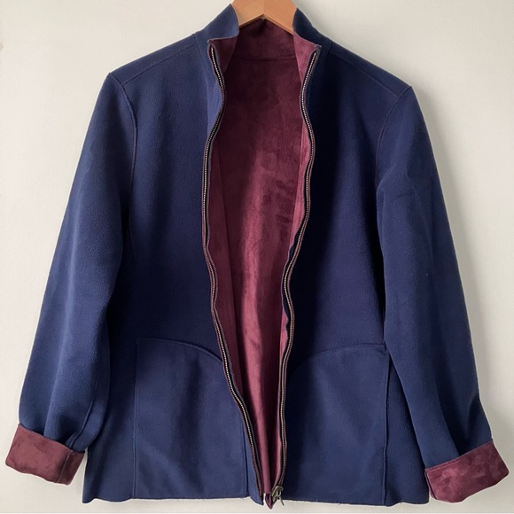 Faux Suede Zip Front Jacket Reversible Large L or Extra Large XL - Picture 2 of 9